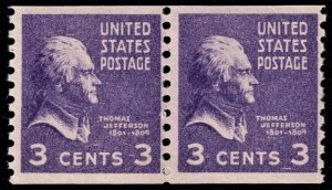 US 842 MNH VF 3 Cent Thomas Jefferson Pair