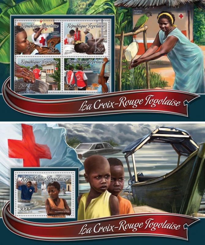 Red Cross Medicine Floods Togo MNH stamp set 2 sheets
