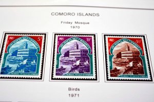 COLOR PRINTED COMOROS 1892-1975 STAMP ALBUM PAGES (25 illustrated pages)