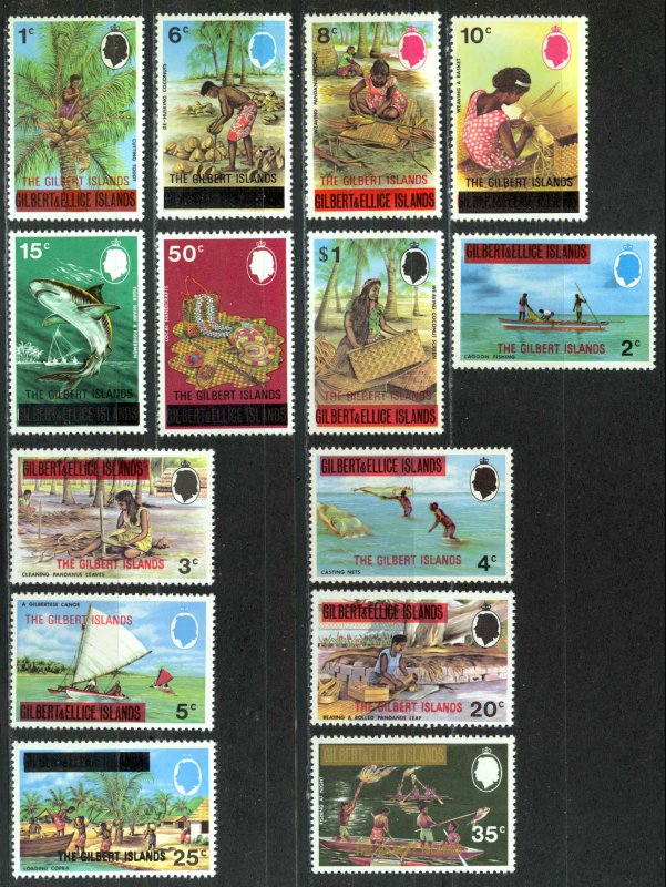 Gilbert Islands Sc# 253-266 MNH 1976 overprints Definitives