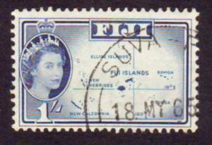 Fiji 1961 SG306 1 Shilling Blue Map & QEII Head FU