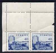 Turkey 1959 Fortress 40k def marginal block of 4, upper 2...