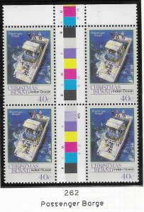 Christmas Island #262 40c Passanger Barge  (MNH) gutter block of 4