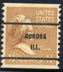 Aurora IL, 840-61 Bureau Precancel, 1½¢ coil M. Washington