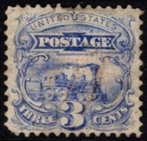 1869 US Scott #- 114 3 Cents Locomotive Used