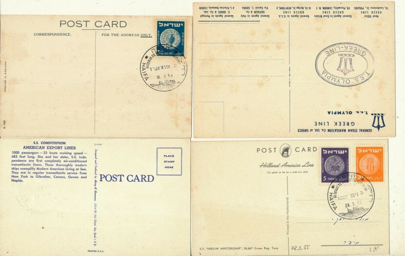 ISRAEL 1950's PASSENGER SHIPS POST CARDS LOT # 1 - SEE 2 SCANS