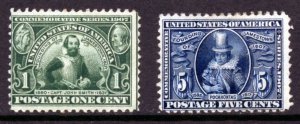 US Scott 328 & 330 Jamestown Mint Hinged