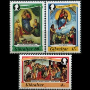 GIBRALTAR 1983 - Scott# 456-8 Christmas Set of 3 NH