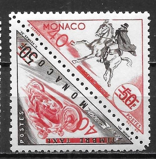 Monaco 379a 40fr Transportation surcharge pair MNH