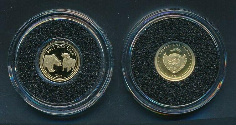 [99488] Palau 2007 1 Dollar Bull and Bear Proof Gold 999 /  0,50 gram