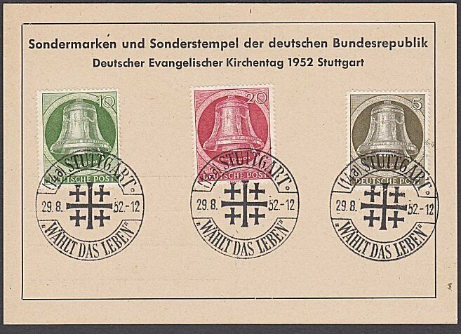 GERMANY 1952 Postcard - Evangelic Church cancel - nice franking.............B330