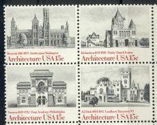 US Stamp #1838-41 MNH - Architecture - SeTenant Block of 4