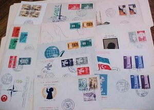 TURKEY  13 DIFF. FDC 1958-1962  CACHET UNADDRESSED