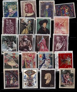 France Collection  - Art Group of 41 Stamps Painting - Used -  2 Scans