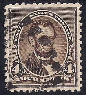 222 4 cent Fancy Cancel Lincoln, Stamp used EGRADED VF 81
