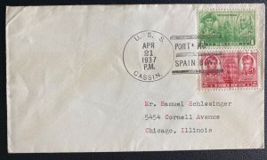 1937 US Marine Detachment Haiti USS Cassin Cover To Chicago IL USA