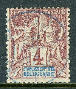 French Colony Oceanie 1884 Polynesia 4¢ Claret Scott #3 VFU O547 ⭐⭐⭐⭐