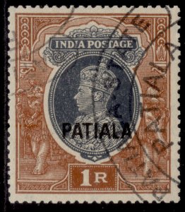 INDIAN STATES - Patiala GVI SG102, 1r grey & red-brown, FINE USED. Cat £85.