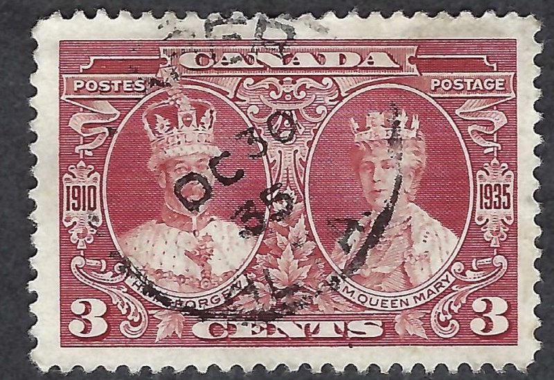 Canada #213 3¢ King George V & Queen Mary (1935). Very fine centering. Used.