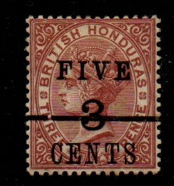 British Honduras Sc 35 1891 5c on 3c on 3d Victoria stamp mint