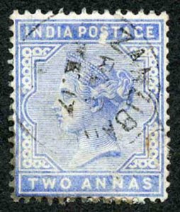 Zanzibar SGZ85 1882-90 India 2a Blue with CDS (type Z6) Used