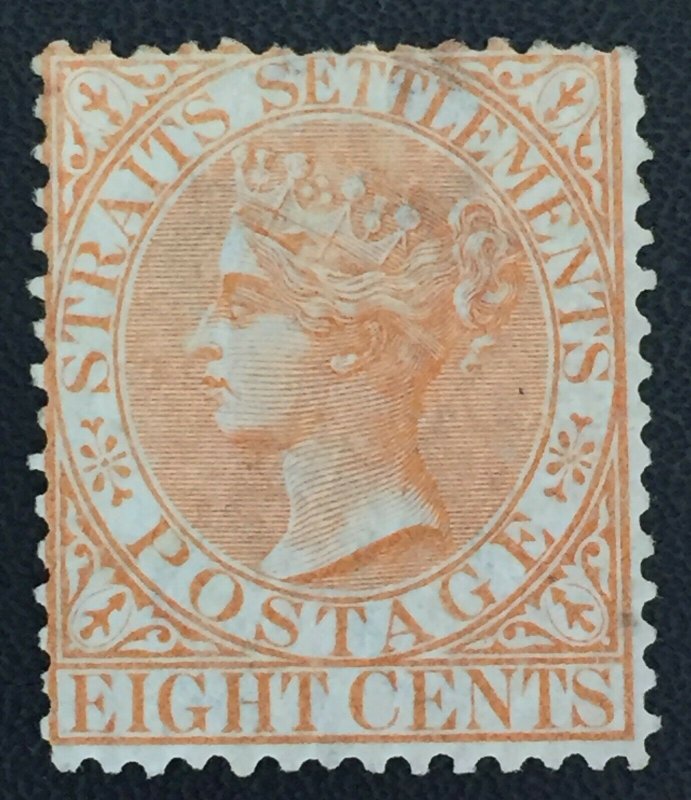 MALAYA 1868 Straits Settlements QV 8c CC MH SG#14a M2672