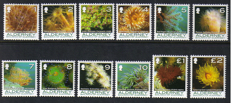 Alderney #279-90 mint set, Corals & Anemones, issued 2006