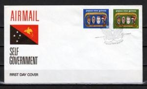 Papua New Guinea, Scott cat. 395-396. Self Government & Masks. First day cover.^