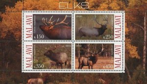 Elk Stamp Wild Animal Cervus Canadensis Souvenir Sheet of 4 Stamps MNH