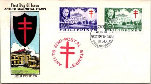 Philippines FDC 1958 - Anti TB Semi Postal Stamps - 10c+5c/5c+5c Stamp - F43349