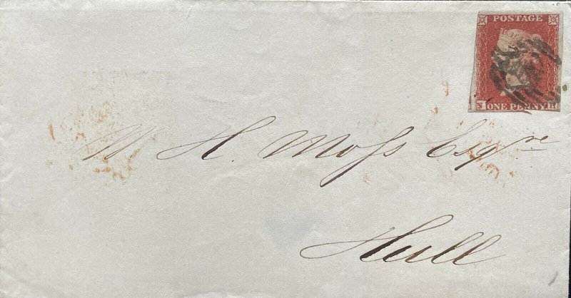 GB QV 1853 ENTIRE PENNY RED IMPERF ‘NH’ FROM LONDON TO HULL 28TH SEPTEMBER 1853.