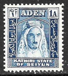 ADEN KATHIRI STATE OF SEIYUN 1942 1a Sultan Mansur al Kathiri Sc 3 MH