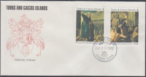 TURKS & CAICOS Sc #988-9 FDC VISION of EZEKIEL, PAINTINGS by FRANCISCO COLLANTES