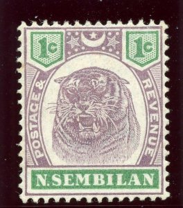 Malaya - Negri Sembilian 1881 QV 1c dull purple & green MLH. SG 5. Sc 5.