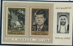 Umm Al Qiwain Kennedy 32-33B perf Souvenir Sheet (MNH) VF