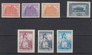 ARGENTINA 1942-46 Sc 503, 546 TOP VALUE & 552 SEVEN IMPERF PROOFS UNUSED F,VF 