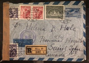 1953 Vienna Austria Censored Cover to Provincial Hospital Saint John Canada