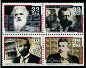 3064a US 32c Pioneers of Communication, MNH blk/4