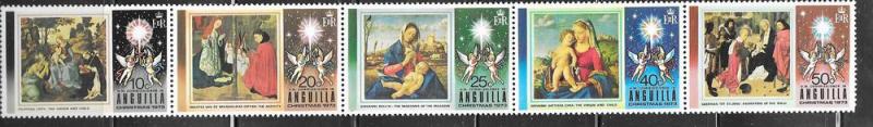 Anguilla #186b Christmas 1973 strip of 5  (MNH)  CV $1.00