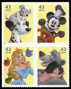 PCBstamps  US #4342/4345a Block $1.68(4x42c)Disney-Imagination, MNH, (8)