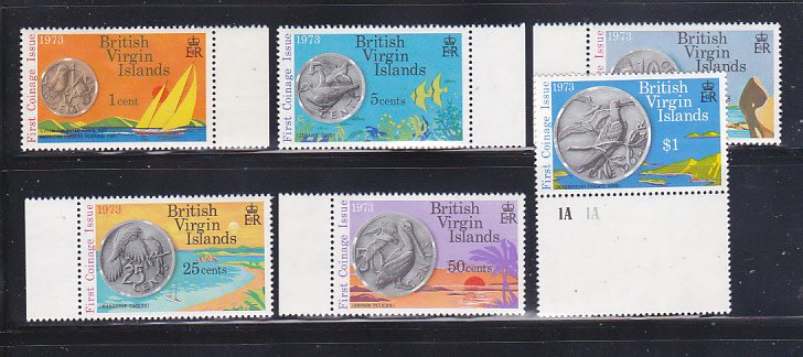 Virgin Islands 254-259 Set MNH Coins On Stamps