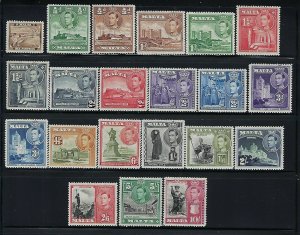 MALTA SCOTT #191-205 1938-43  GEORGE VI PICTORIALS SET  - MINT LIGHT HINGED