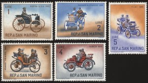 San Marino MNH 494-8 Antique Cars 1962