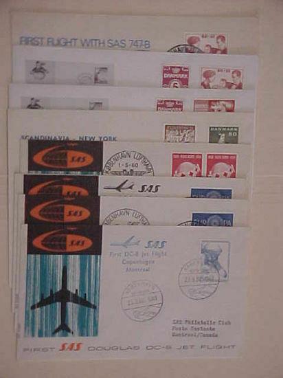 DENMARK 8 DIFF. FLIGHTS  COVERS  1960-1972