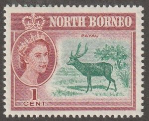 North Borneo, stamp, Scott#280,  mint, hinged,  1 cent,  Queen