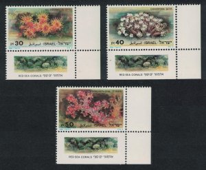 Israel Red Sea Corals 3v Corners 1986 MNH SG#991-993