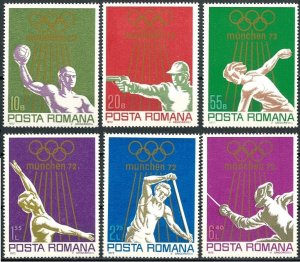 1972 Romania Sc# 2341-46 Summer Olympic Games in Munich, Germany