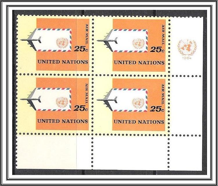 United Nations #C12 Airmail Margin Block MNH