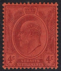 STRAITS SETTLEMENTS 1904 KEVII 4C WMK MULTI CROWN CA