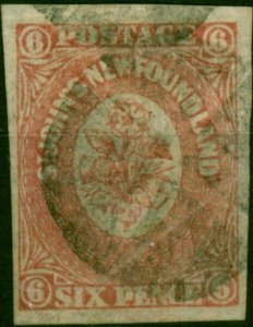 Newfoundland 1862 6d Rose-Lake SG20 Ave Used Creased